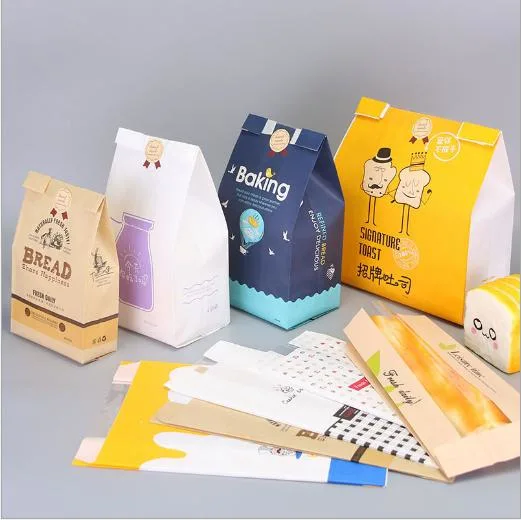 Bread Toast Bag Food Packaging Bag Baking Packaging Paper Bag Greaseproof Paper Bag Kraft Paper Bread Window Bag Food Storage Box