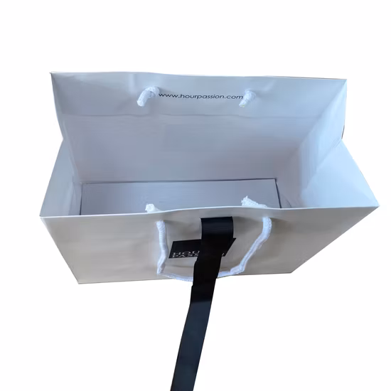 Imprimé FSC White Art Coated Paper Packaging Luxury Shopping Gift Bag pour vêtements Habillement Cadeau